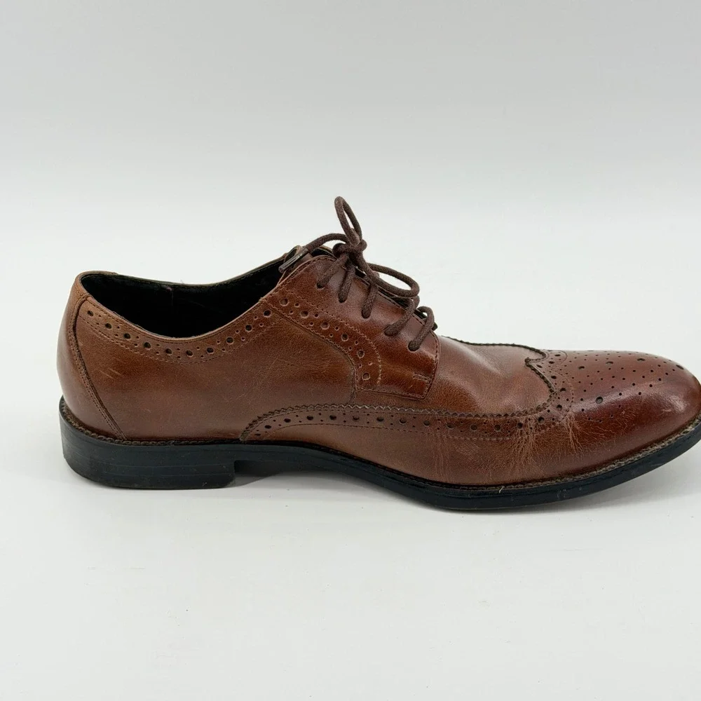 Stacy Adams Mens Brown Leather Wingtip Brogue Oxford Dress Shoes 25014-221